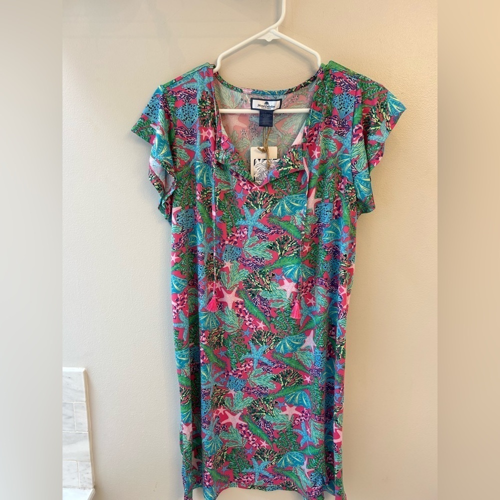 Island collection woman's large flowy fun summer pattern dress, coverup